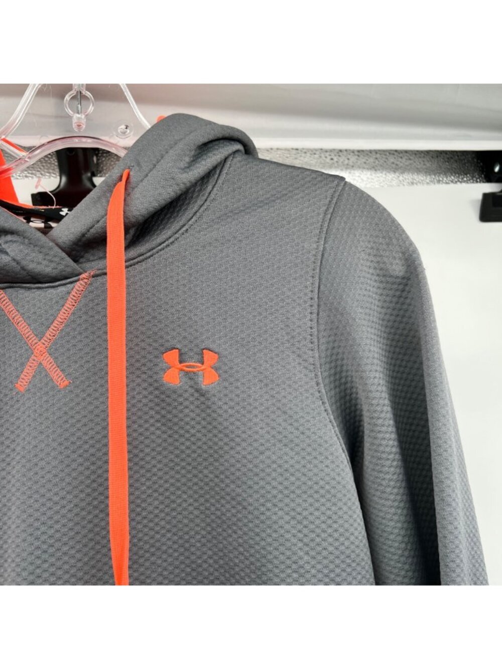 Under Armour Womens Pullover Hoodie Loose Fit Gray/Coral Size Small - Picture 4 of 9